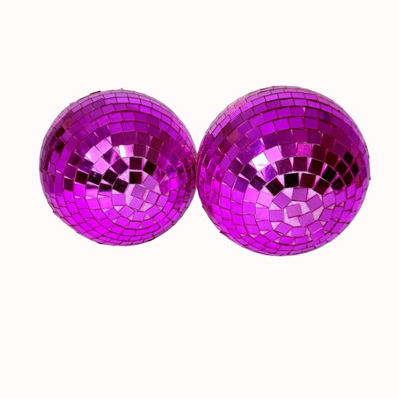 Set Of 2 Disco Ball Christmas Ornaments 8 Inch Ombre Pink Hanging New Years Eve - Picture 5 of 11